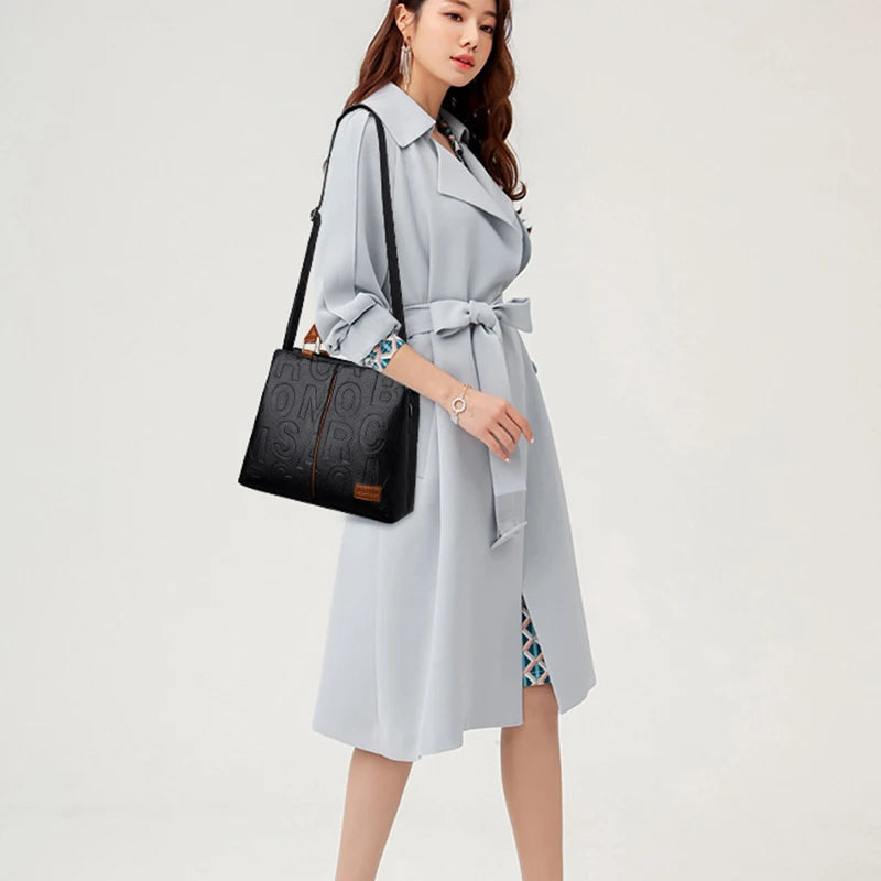 Luxury PU Leather Tote – Large Capacity Travel Shoulder Crossbody Bag for Women