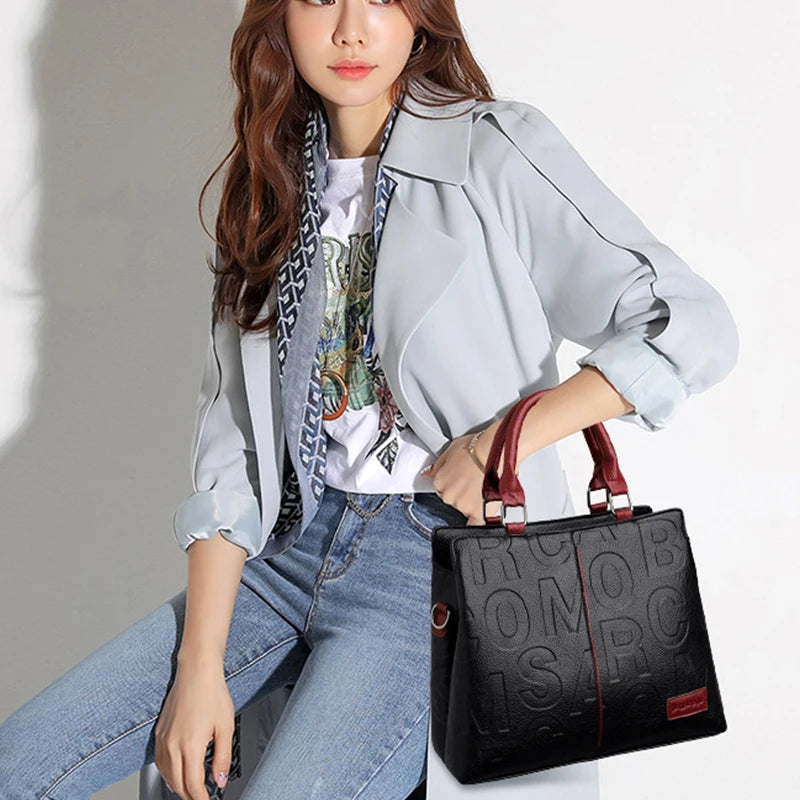 Luxury PU Leather Tote – Large Capacity Travel Shoulder Crossbody Bag for Women