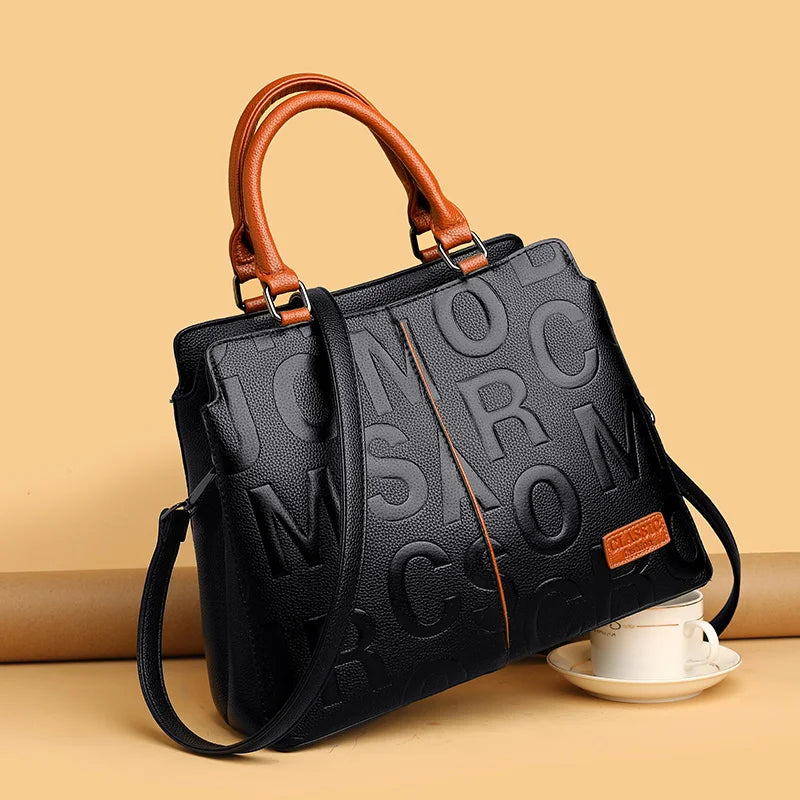 Luxury PU Leather Tote – Large Capacity Travel Shoulder Crossbody Bag for Women