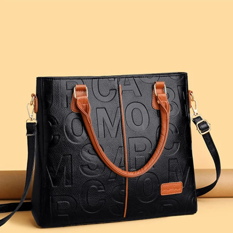 Luxury PU Leather Tote – Large Capacity Travel Shoulder Crossbody Bag for Women
