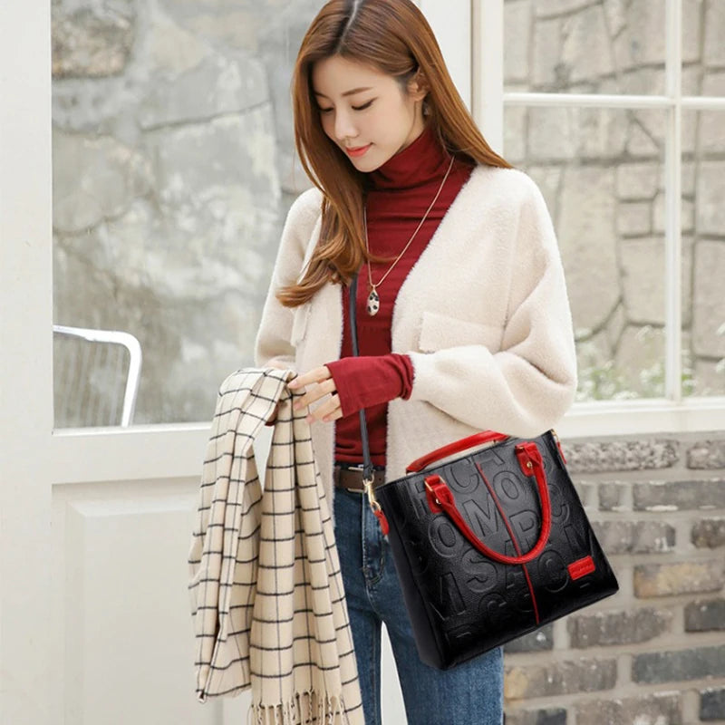 Luxury PU Leather Tote – Large Capacity Travel Shoulder Crossbody Bag for Women