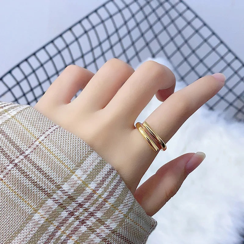 Silver Double Layer Geometric Ring – Handmade Luxury Women’s Jewelry