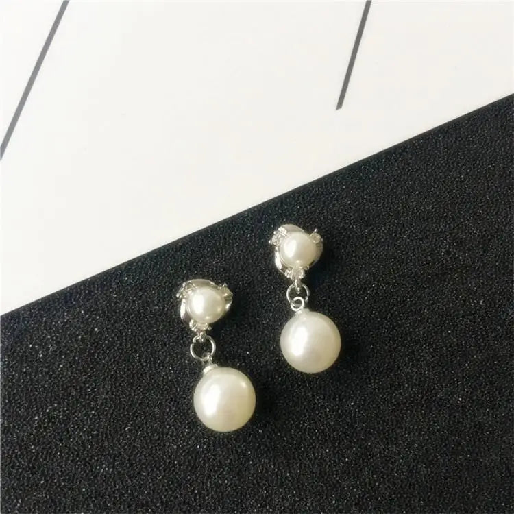 Simple Pearl Bean Earrings – Crystal Women’s Fashion Jewelry