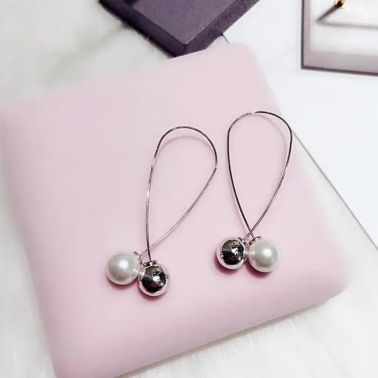 Simple Pearl Bean Earrings – Crystal Women’s Fashion Jewelry