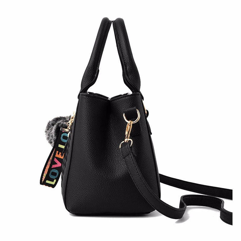 Embroidered Leather Handbag – Stylish Messenger Shoulder Bag for Women