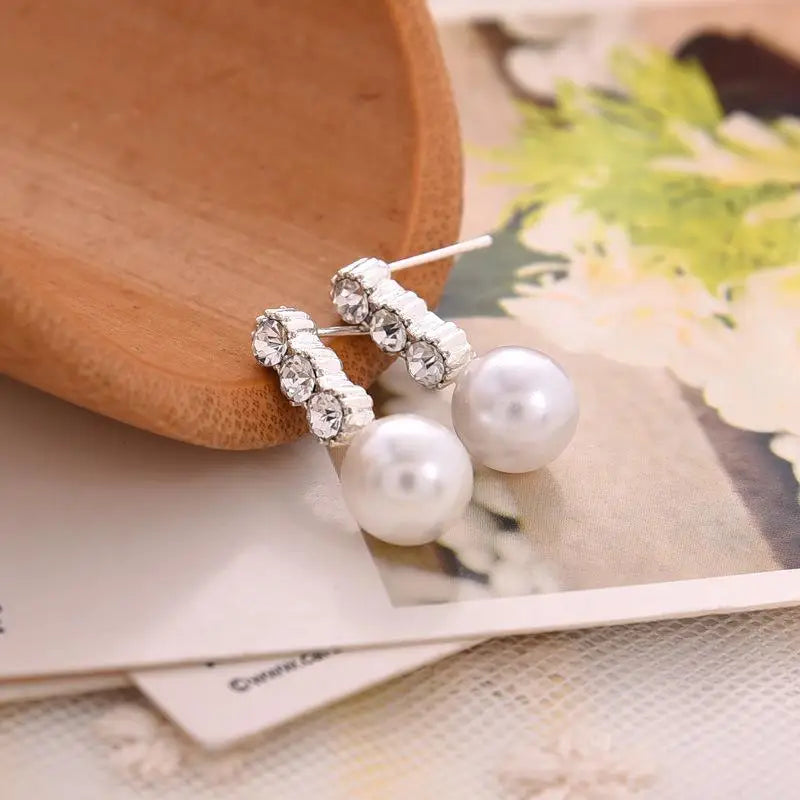 Simple Pearl Bean Earrings – Crystal Women’s Fashion Jewelry