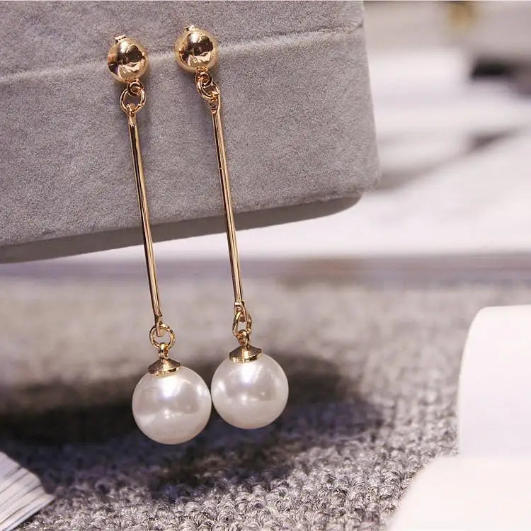 Simple Pearl Bean Earrings – Crystal Women’s Fashion Jewelry