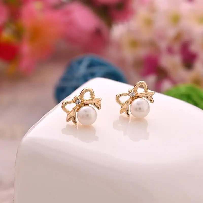 Simple Pearl Bean Earrings – Crystal Women’s Fashion Jewelry