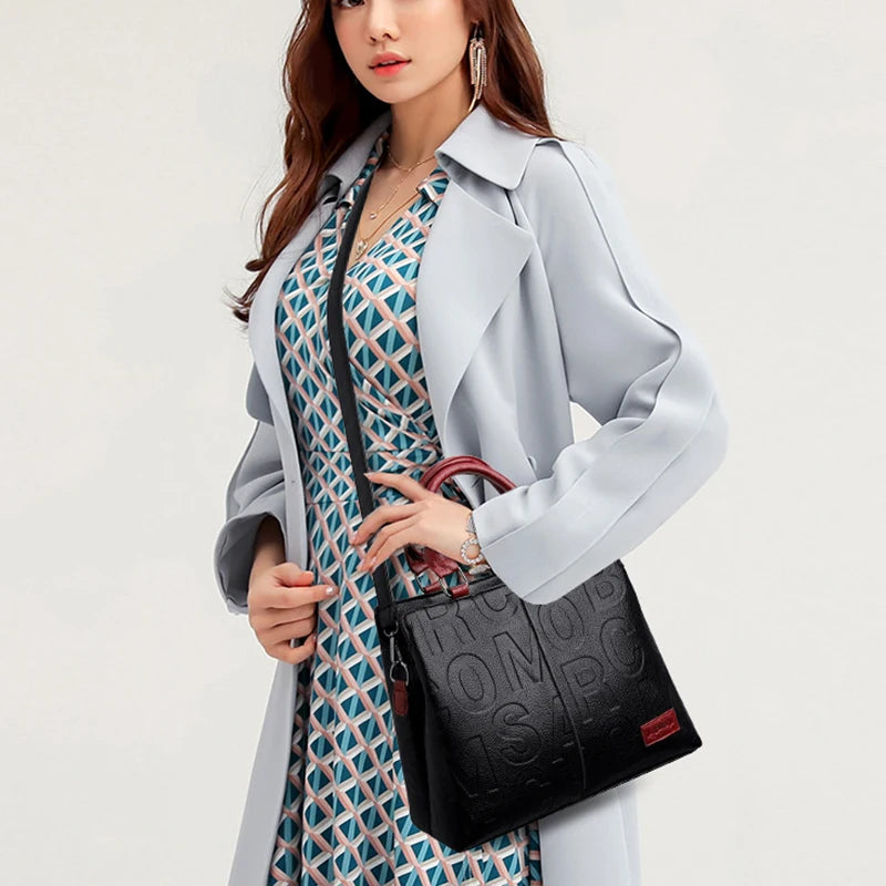 Luxury PU Leather Tote – Large Capacity Travel Shoulder Crossbody Bag for Women