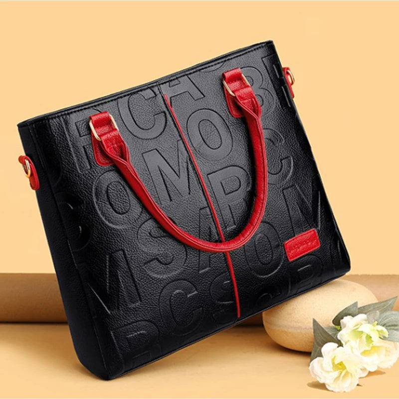 Luxury PU Leather Tote – Large Capacity Travel Shoulder Crossbody Bag for Women