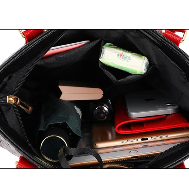 Luxury PU Leather Tote – Large Capacity Travel Shoulder Crossbody Bag for Women