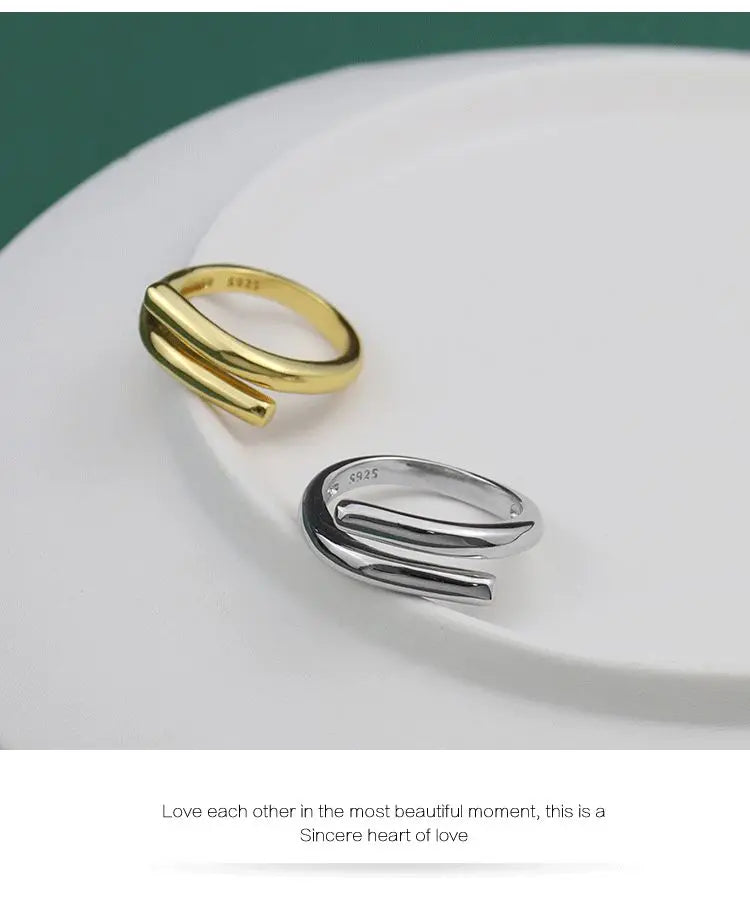 Silver Double Layer Geometric Ring – Handmade Luxury Women’s Jewelry