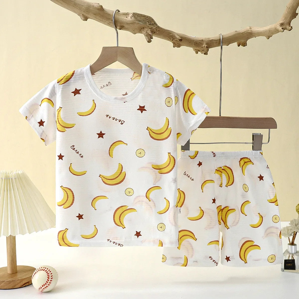 Children’s Summer Cotton Sleepwear Set – Short Sleeve T-Shirt & Shorts for Boys & Girls