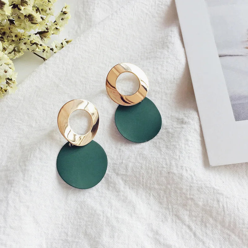 Colorful Metal Dangle Earrings – Flower & Heart Pendant Women’s Jewelry