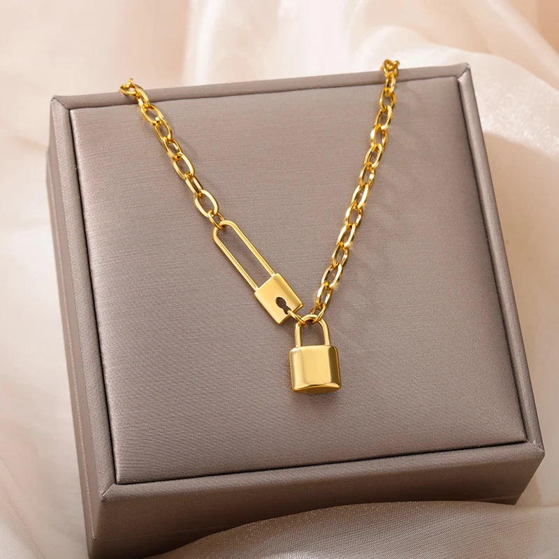 316L Stainless Steel Multilayer Heart Necklace – Gold Goth Clavicle Choker for Women