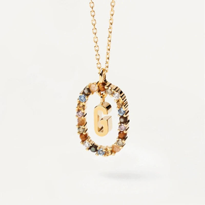 26 English Letter Pendant 925 Sterling Zircon Necklace – Fine Jewelry Choker for Women
