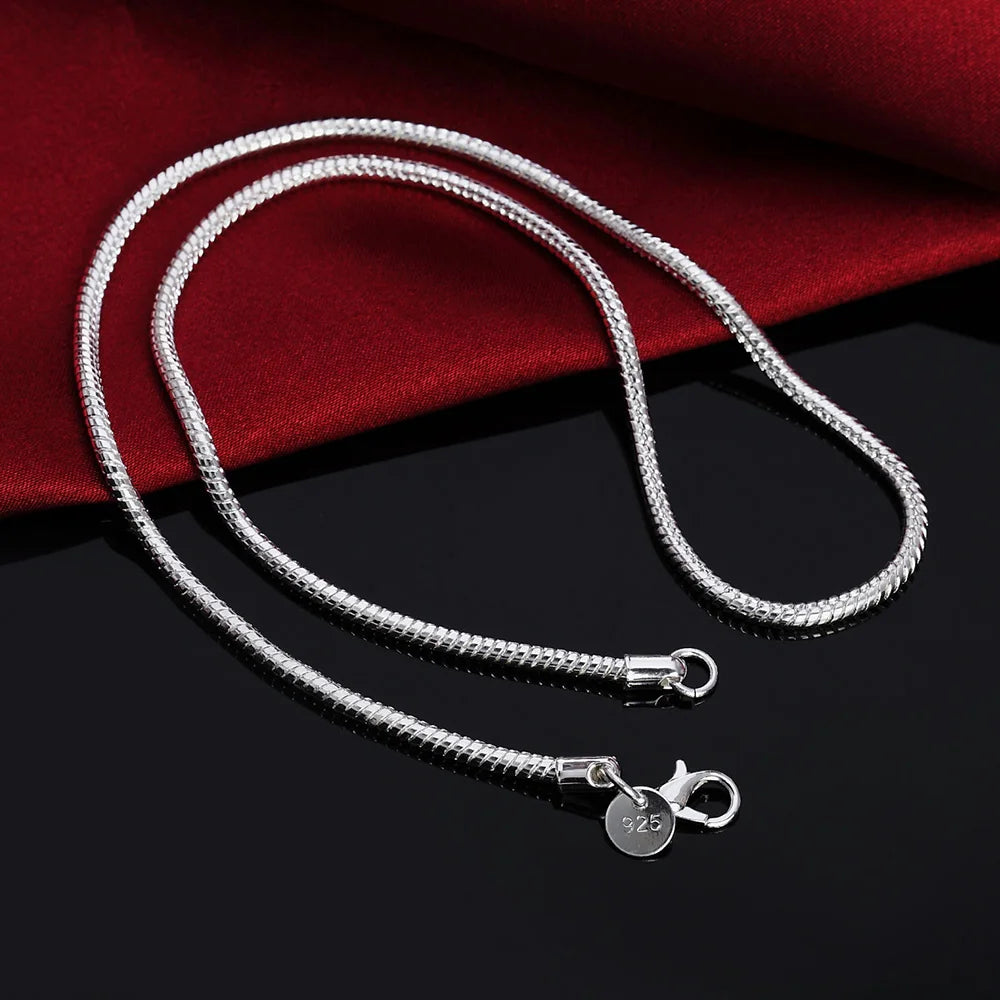 40-75cm 925 Sterling Silver Snake Chain Necklace – 1MM/2MM/3MM Pendant Jewelry for Men & Women