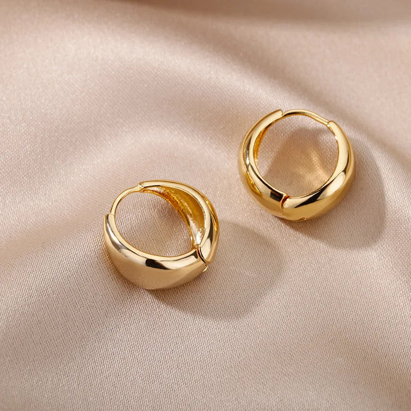 Gold Heart Zircon Hoop Earrings – Waterproof Stainless Steel Jewelry