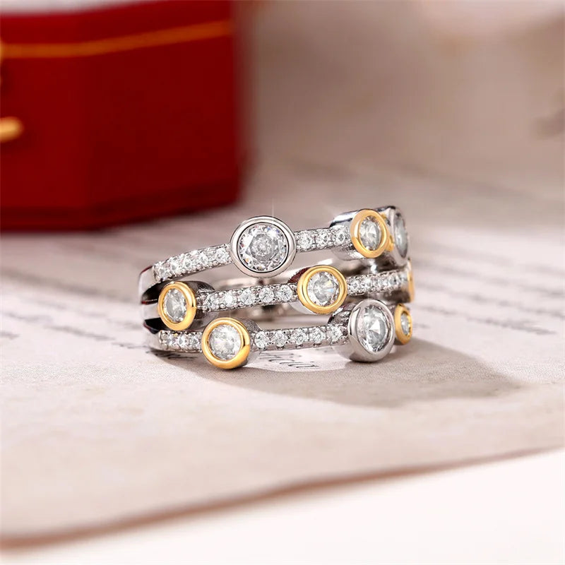 Vintage Two-Tone Cubic Zirconia Ring – Women’s Luxury Anniversary Jewelry