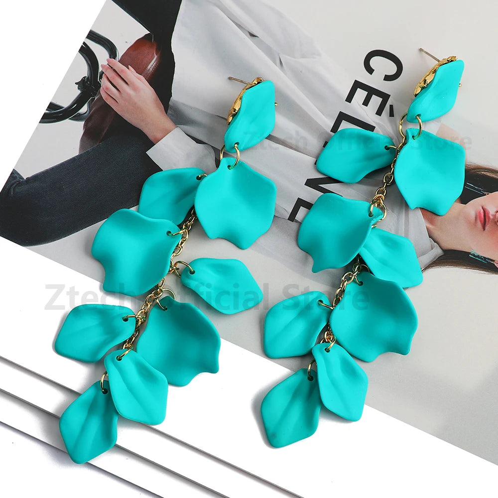 Multicolor Acrylic Petal Tassel Earrings – Luxury Women’s Wedding Jewelry