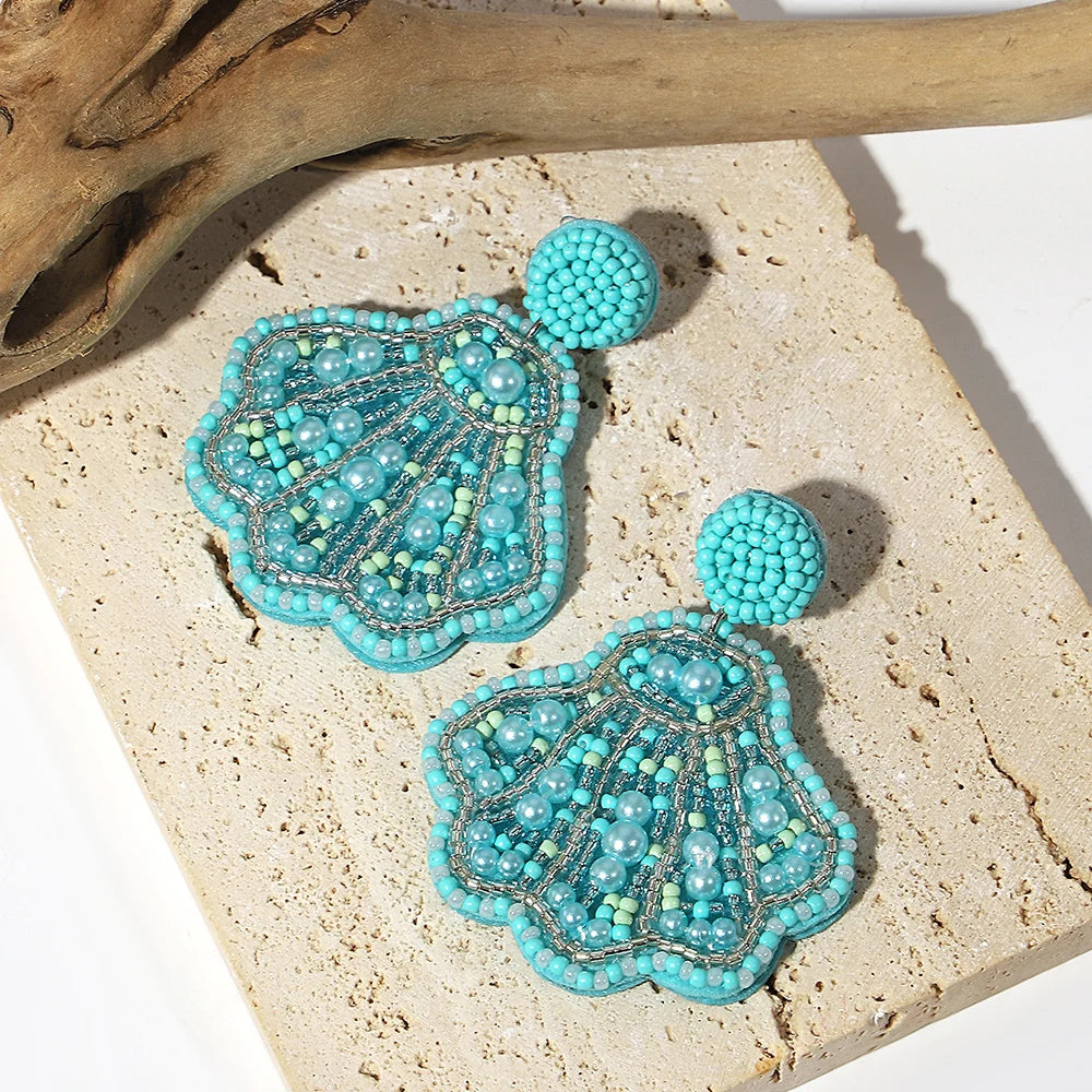 Bohemian Starfish Lobster Conch Earrings – Handmade Summer Beach Jewelry