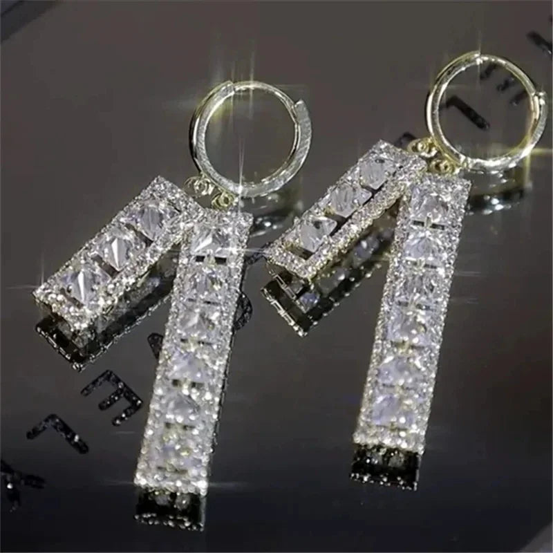 Rectangular Zircon Earrings – Elegant Women’s Wedding Jewelry