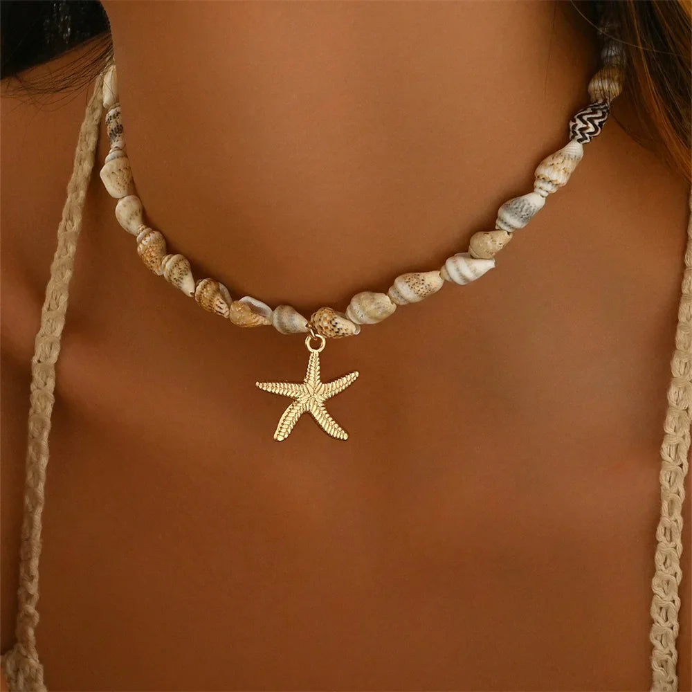 Seashell & Starfish Necklace – Handmade Ocean-Inspired Choker
