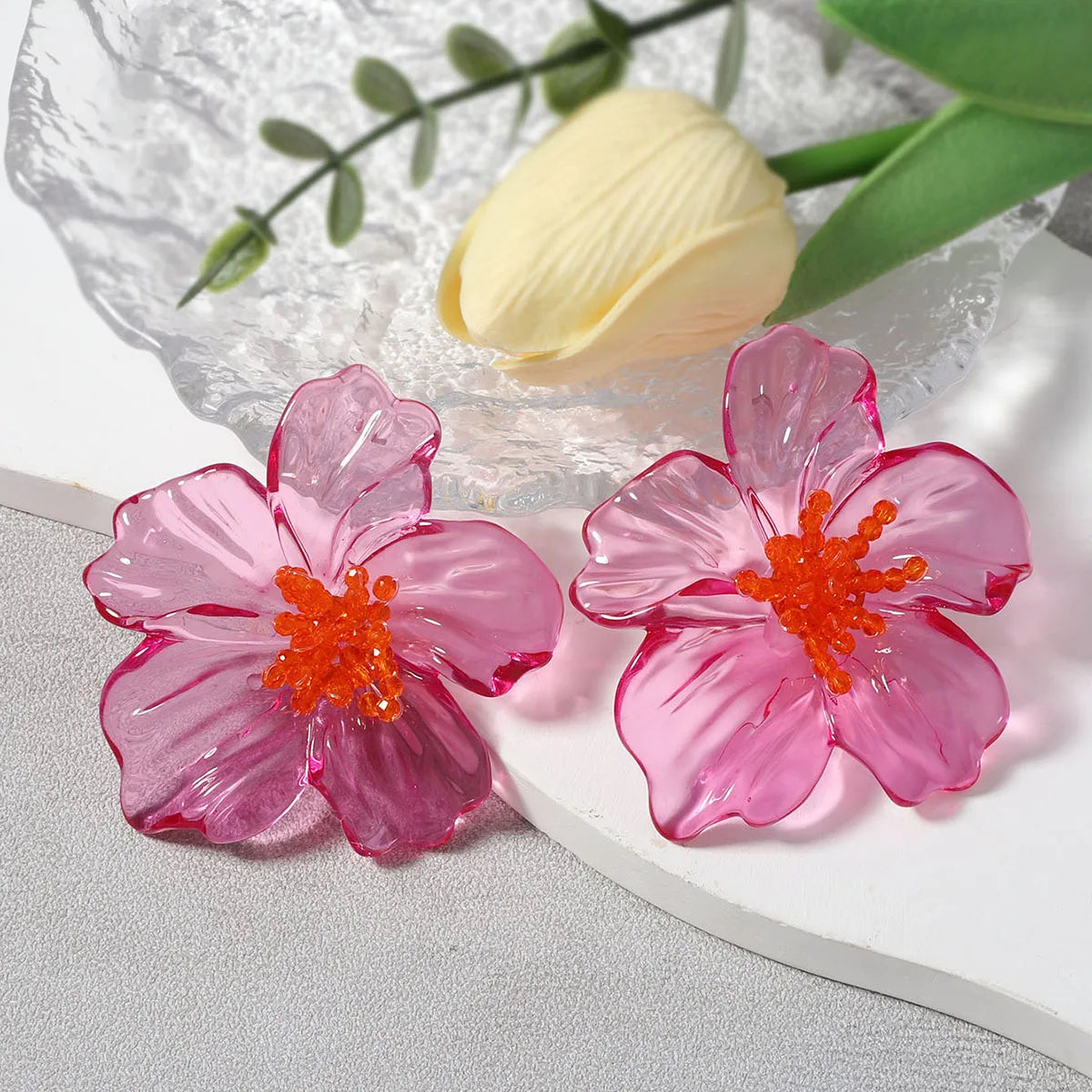 Colorful Resin Flower Earrings – Luxury Women’s Holiday Jewelry