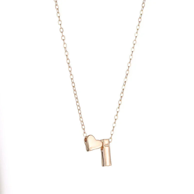 SUMENG Tiny Heart Initial Necklace – Gold & Silver Dainty Letter Choker for Women