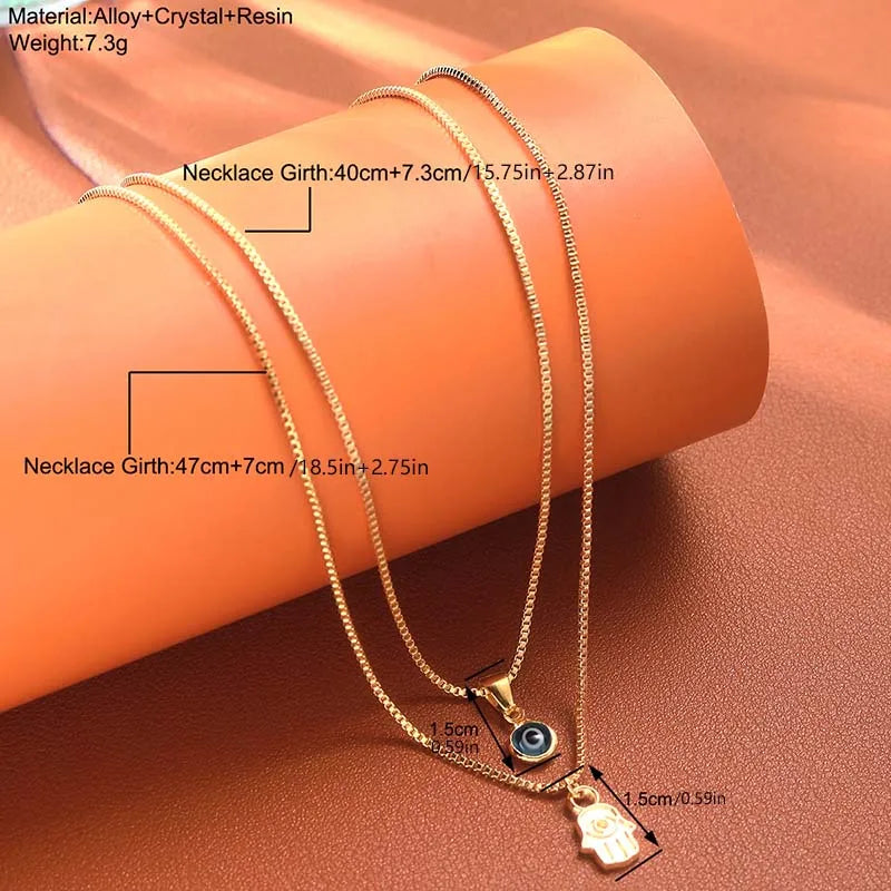Double Layer Evil Eye Pendant Necklace – Turkish Women’s Jewelry Gift
