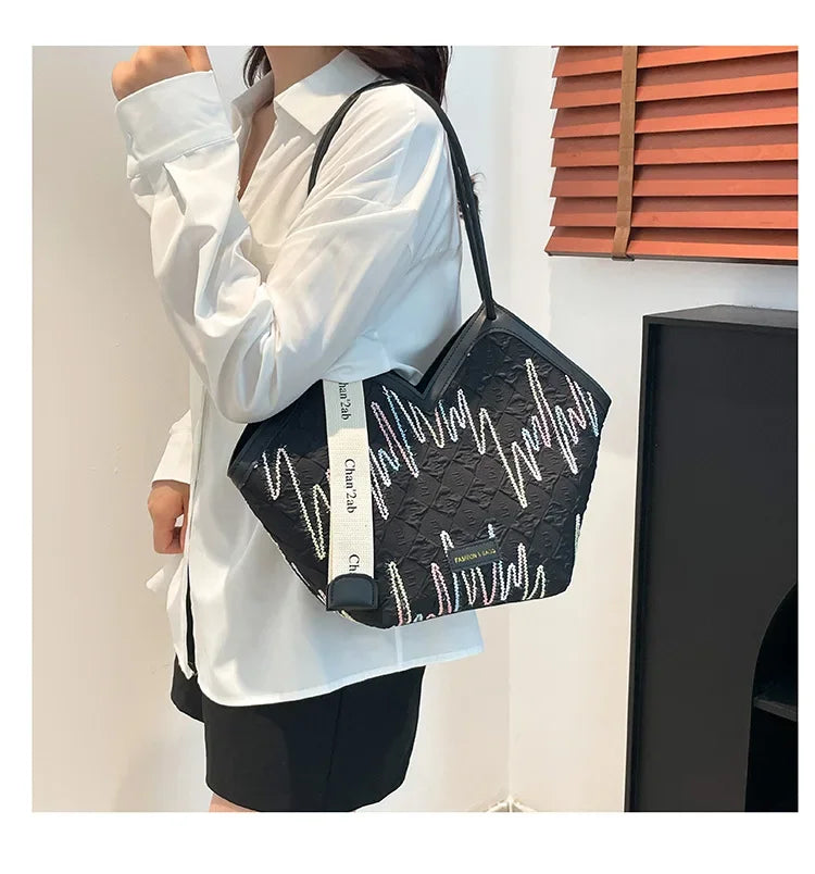 Large Capacity PU Tote – Minimalist Versatile Shoulder Bag for Women
