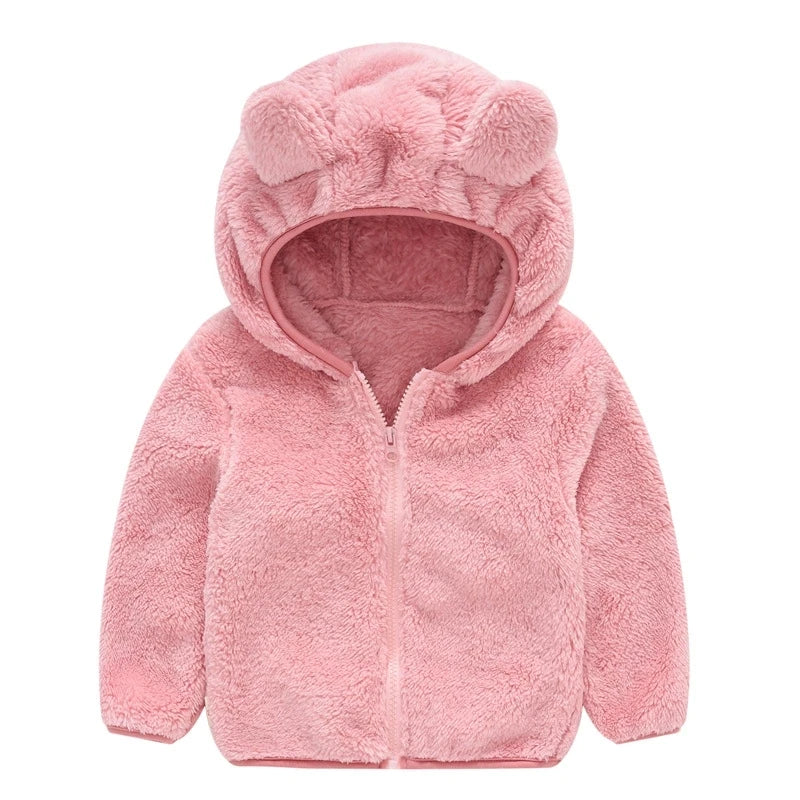 Winter Baby Girls Hooded Jacket – Warm Windproof Zipper Outerwear 1–4Y