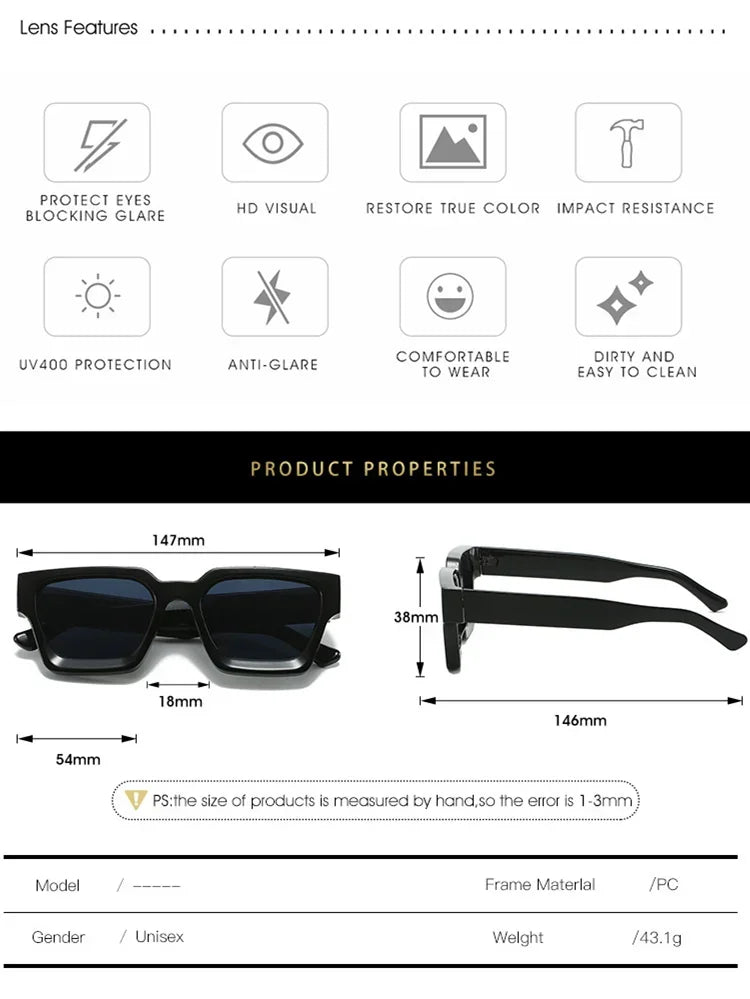 Retro Black Millionaire Shades – Luxury Designer Square Sunglasses for Men & Women 2025