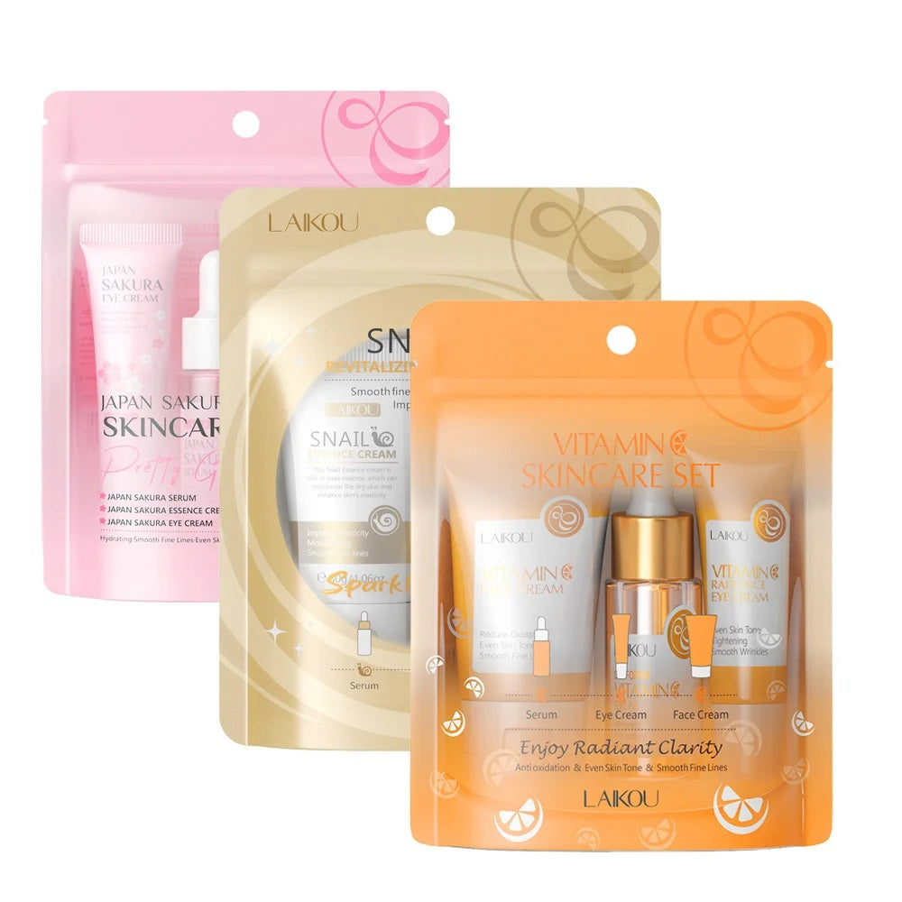 LAIKOU Vitamin C Skincare Set – Serum, Eye & Face Cream (3pcs)