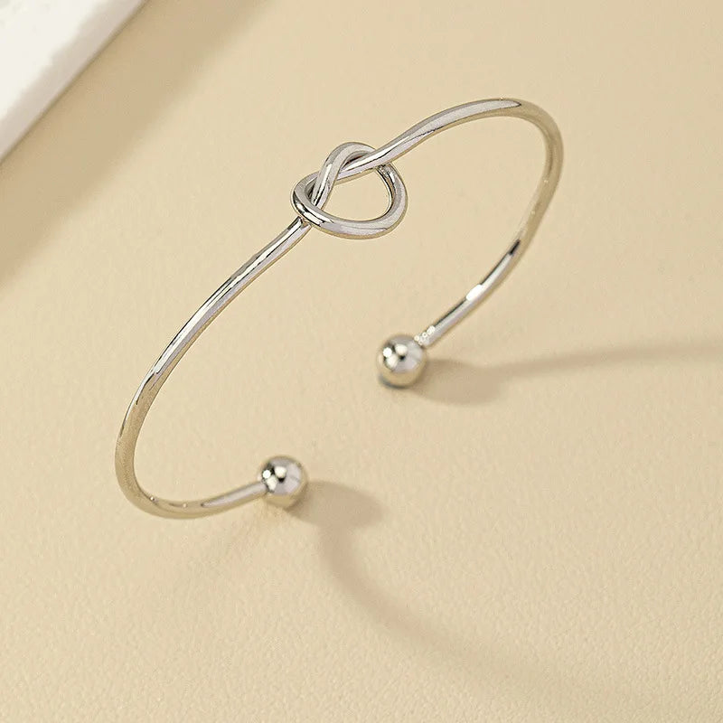Trendy Open Twist Cuff Bangles – Golden & Silver Circle Charm Bracelets for Women