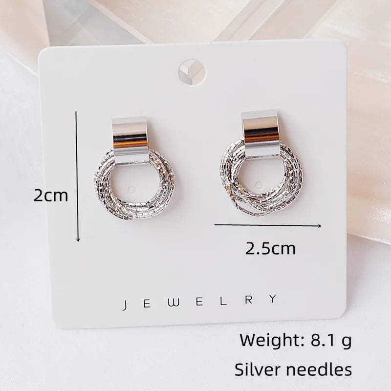 Vintage Metal Round Drop Earrings – Geometric Women’s Statement Jewelry
