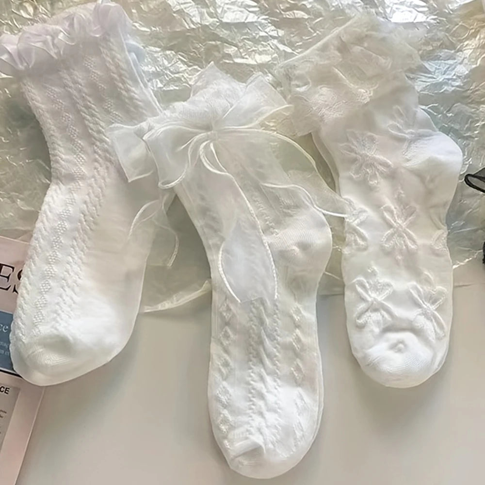 Kawaii Lace Ankle Socks – 6 Pairs Japanese Ruffle Style