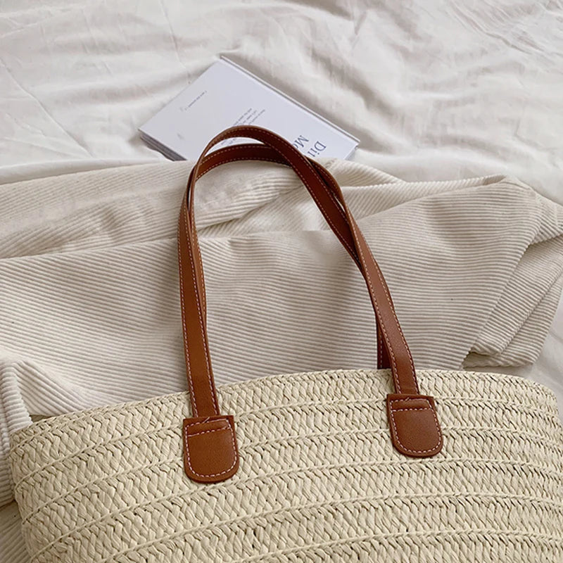 Luxury Straw Beach Tote – Large Capacity Summer Shoulder Bag for Women