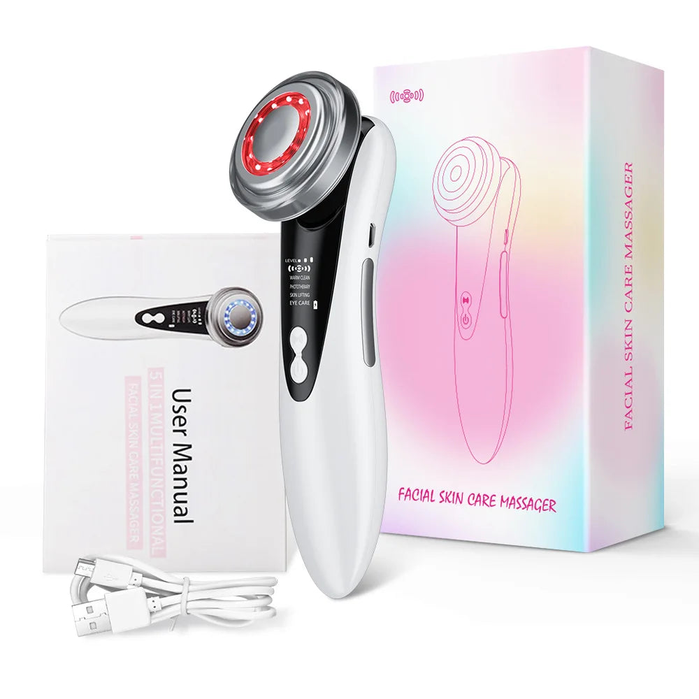 4 in 1 RF EMS Facial Massager Multifunction Skin Care Tools Face Beauty Device Double Chin Removal Face Firming Massager