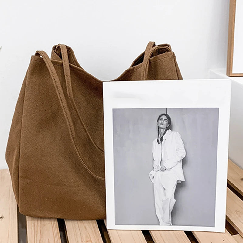 Large Capacity Canvas Tote – Eco-Friendly Reusable Shopper Shoulder Bag for Women