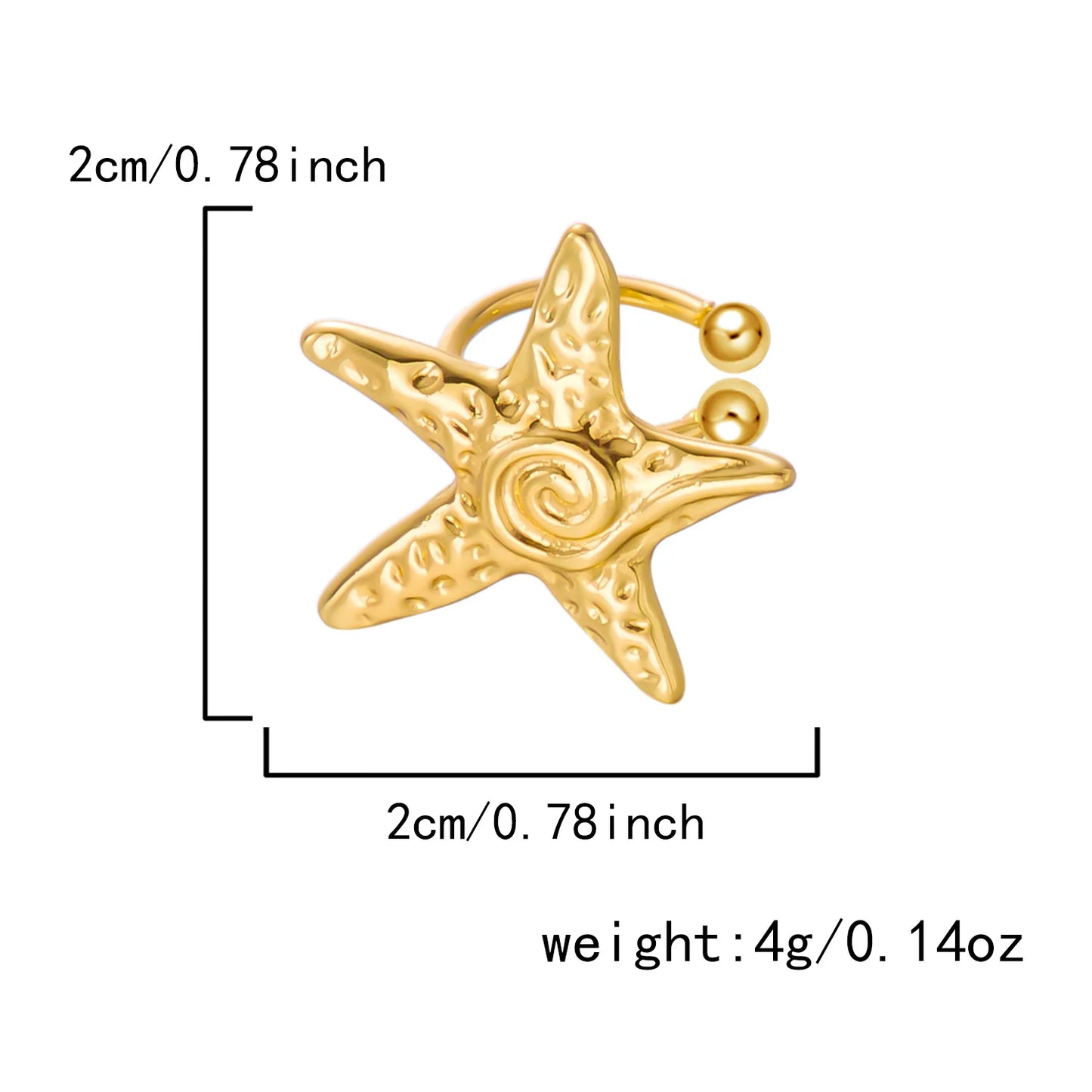 Boho Starfish Shell Ear Cuffs – Asymmetrical Beach Party Earrings for Women