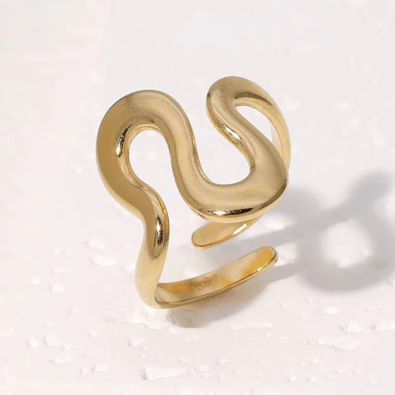 18K Gold Plated Open Ring – Waterproof Stainless Steel Women’s Jewelry