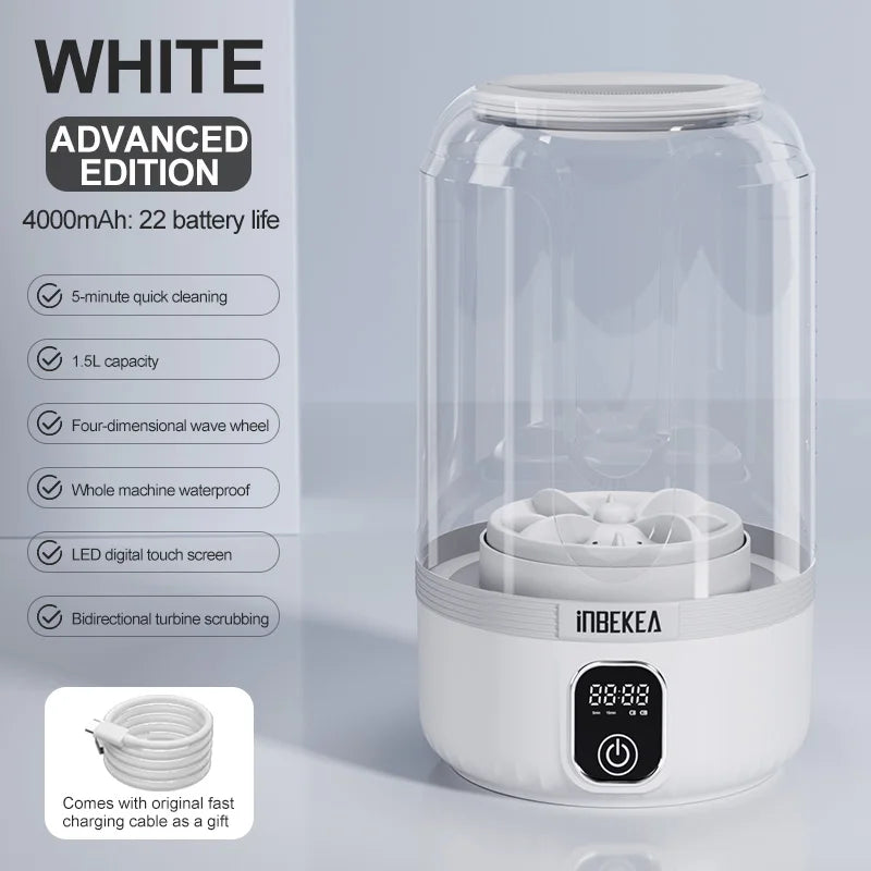 1.5L wireless portable washing machine — perfect for small laundry anytime, anywhere