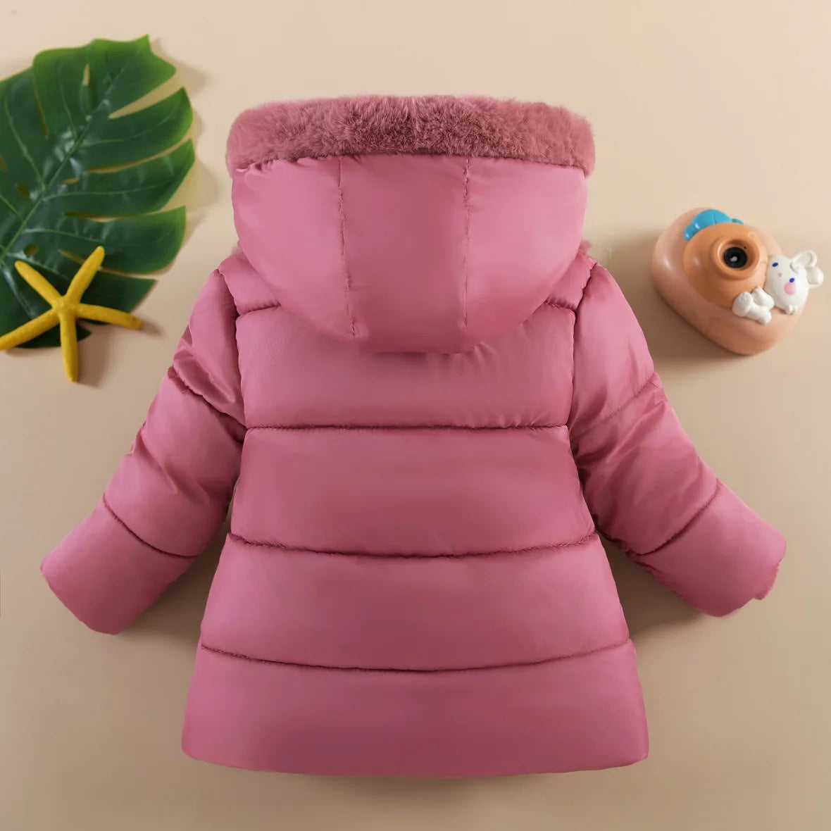 Winter Baby Girls Hooded Jacket – Warm Windproof Zipper Outerwear 1–4Y