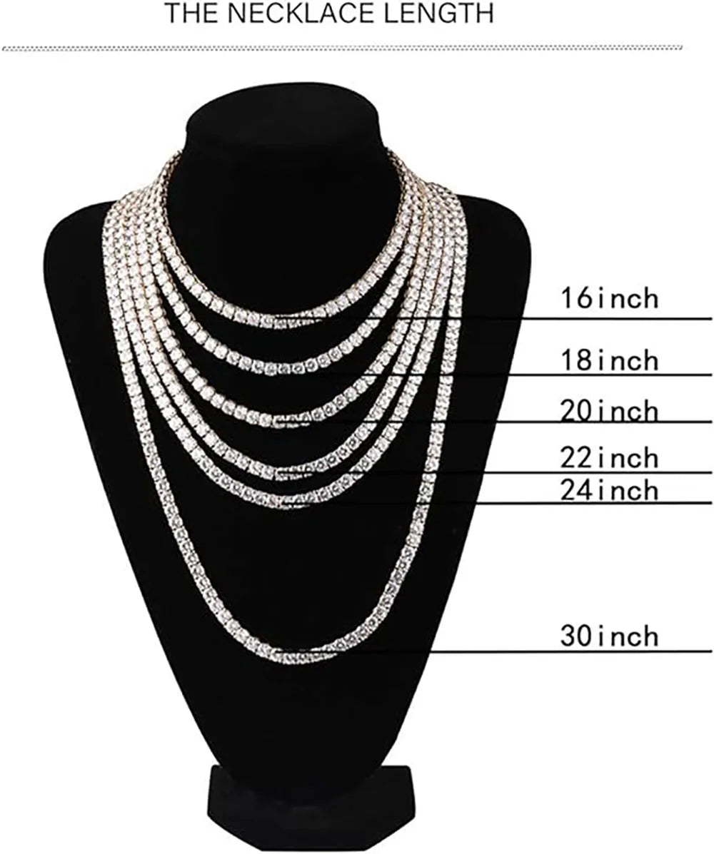 18K Gold Plated Iced Out Tennis Chain – Cubic Zirconia Hip Hop Necklace