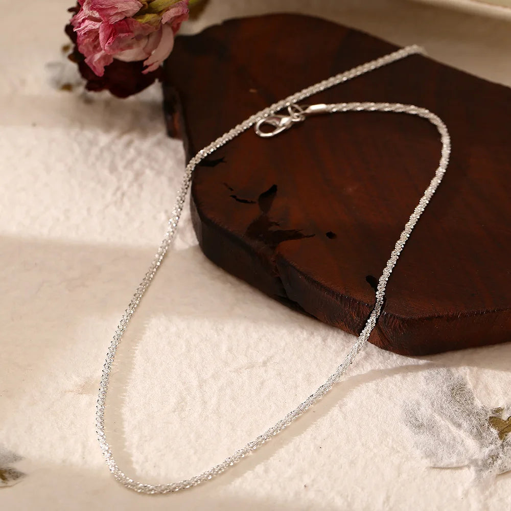 Silver Sparkling Clavicle Chain Necklace – Trendy Korean Wedding Party Jewelry for Women