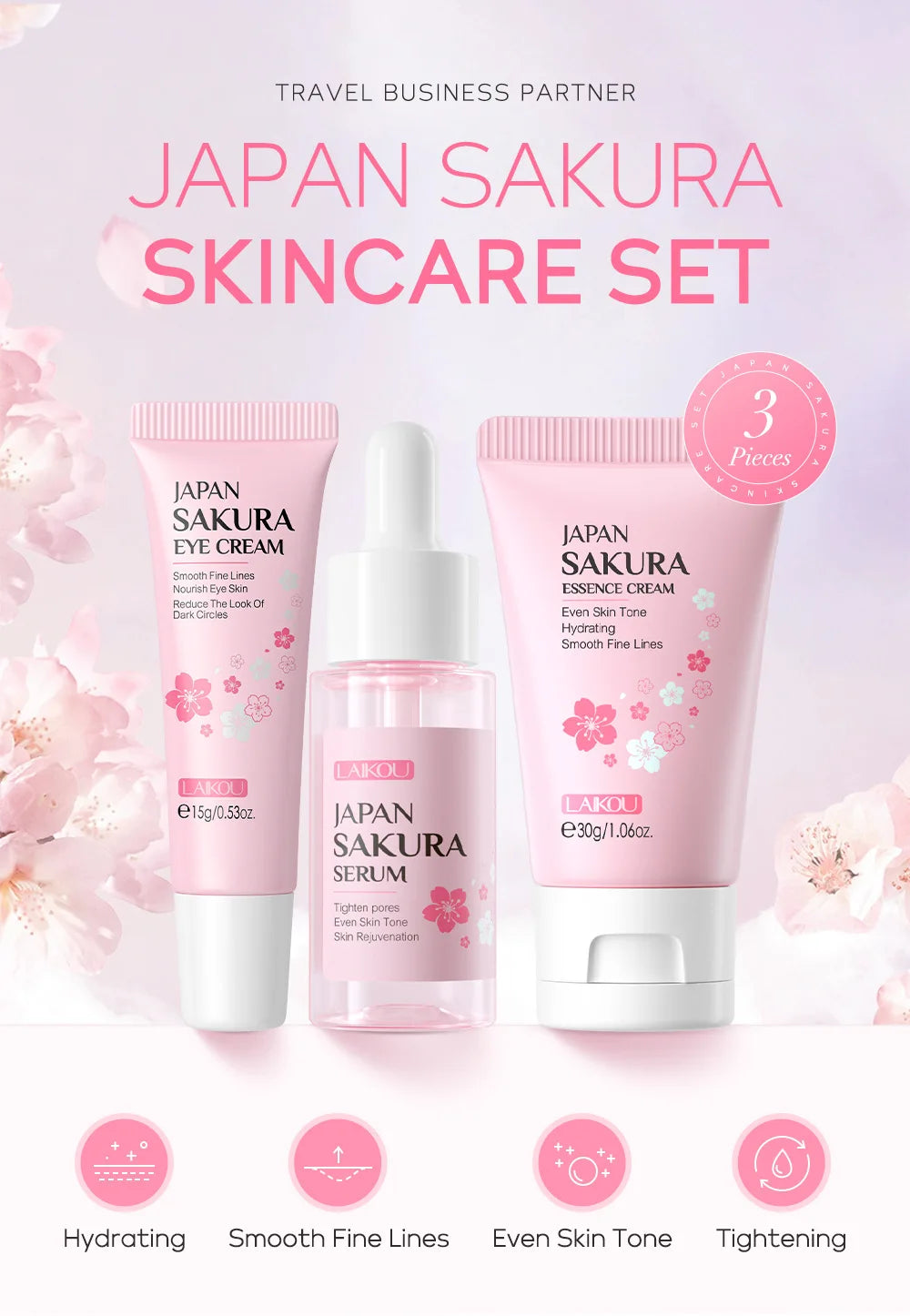 LAIKOU Vitamin C Skincare Set – Serum, Eye & Face Cream (3pcs)