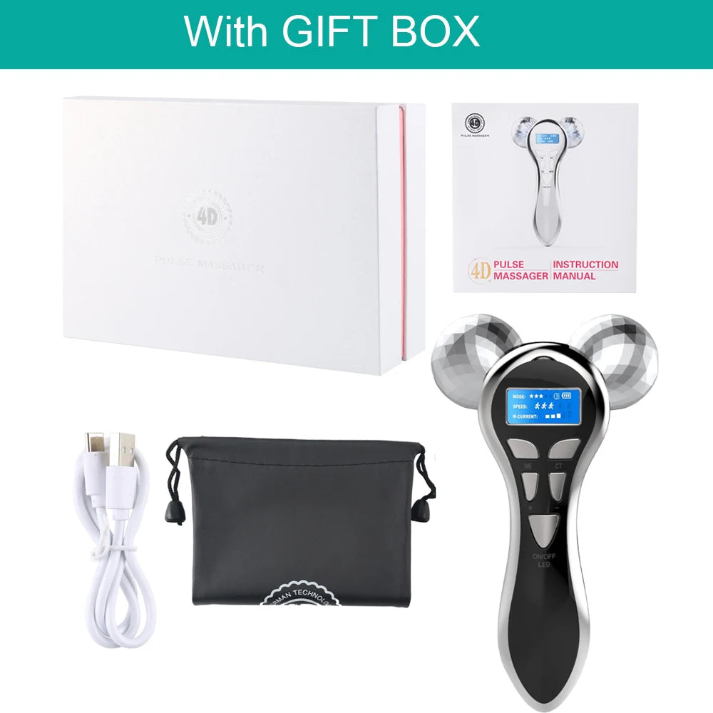 4D EMS Face Massager Roller – Microcurrent Lifting Device for Face, Neck & Eyes