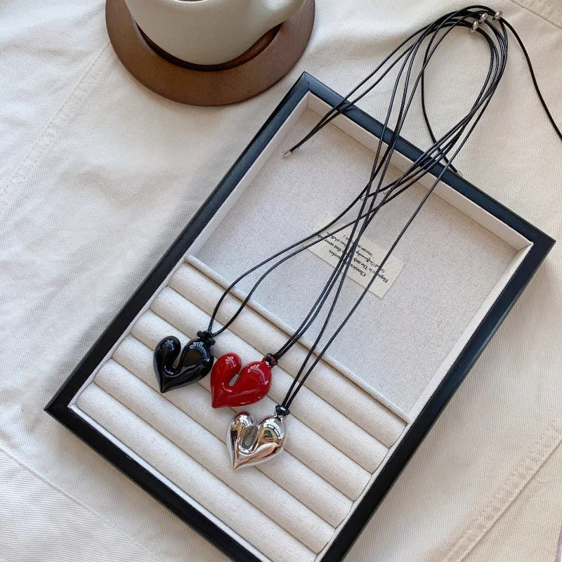 Heart Pendant Adjustable Sweater Necklace – Fashion Jewelry Accessory
