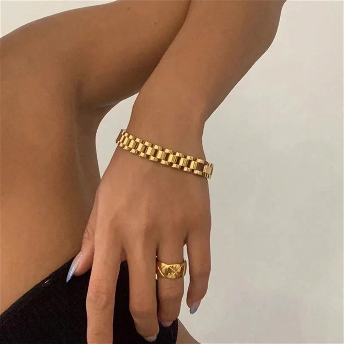 18K Gold-Plated Stainless Steel Chain Bracelet – Unisex Waterproof Jewelry Gift
